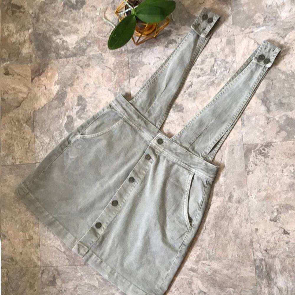 Free People Twill Button-Front Jumper Dress Size 6 - Picture 4 of 10